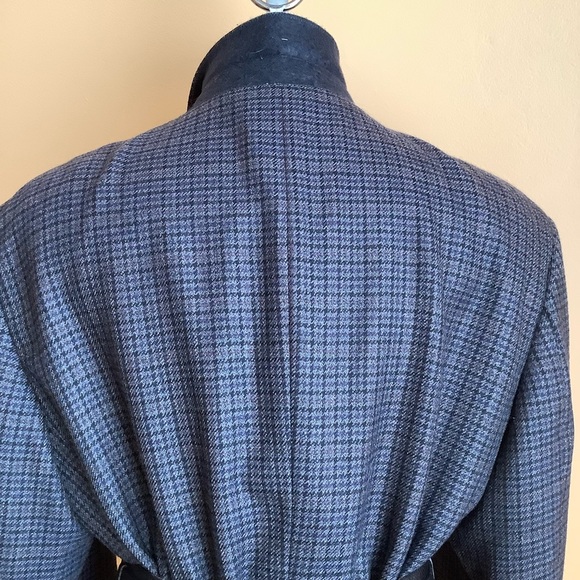 VINTAGE Blue Wool Menswear Oversized Houndstooth Blazer - Picture 6 of 16